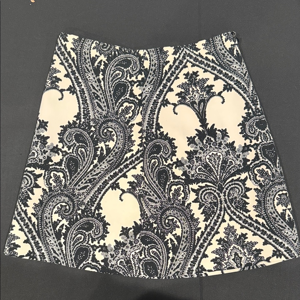 Zara Mini Paisley Skirt Black and Cream